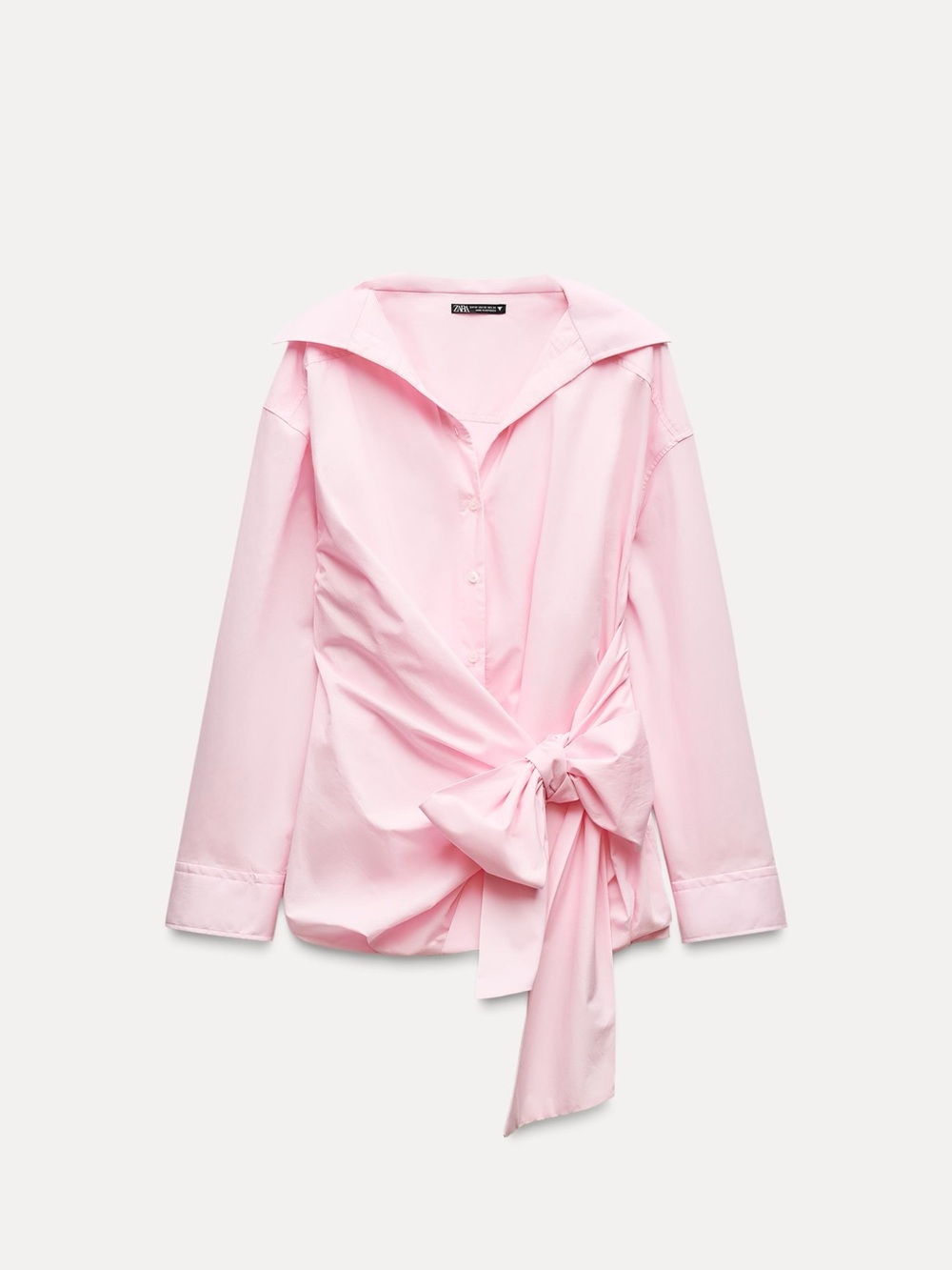 ZARA OVERSIZED POPLIN BOW SHIRT